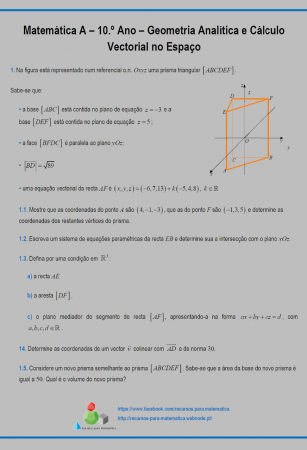 Geometria Analítica e Cálculo Vectorial no Espaço 3